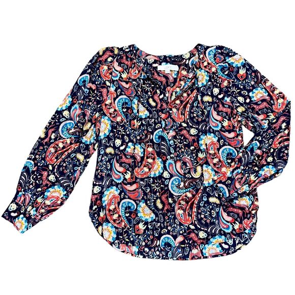 Paisley Long Sleeve V-Neck Blouse Animal Print Mystical - Picture 8 of 12